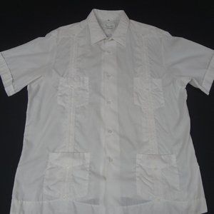 DON CARLOS 1960s Vintage White Guayabera SHIRT SIZE 44 (2XL) H1821
